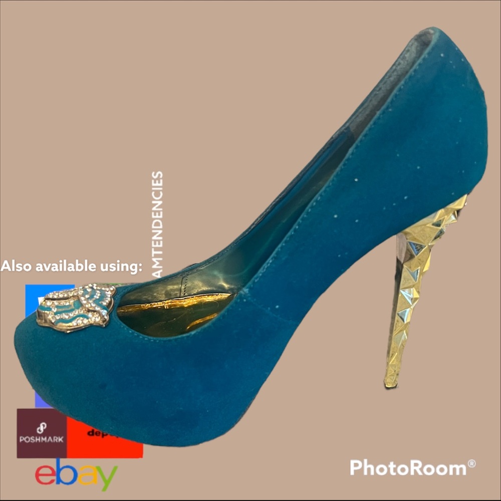 Fahrenheit FRH Dark Teal Suede Gold Tiger Design 6 Inch Hells